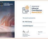 Springer Nature Editor of Distinction Award 수상(식품영양학과 정도원 교수